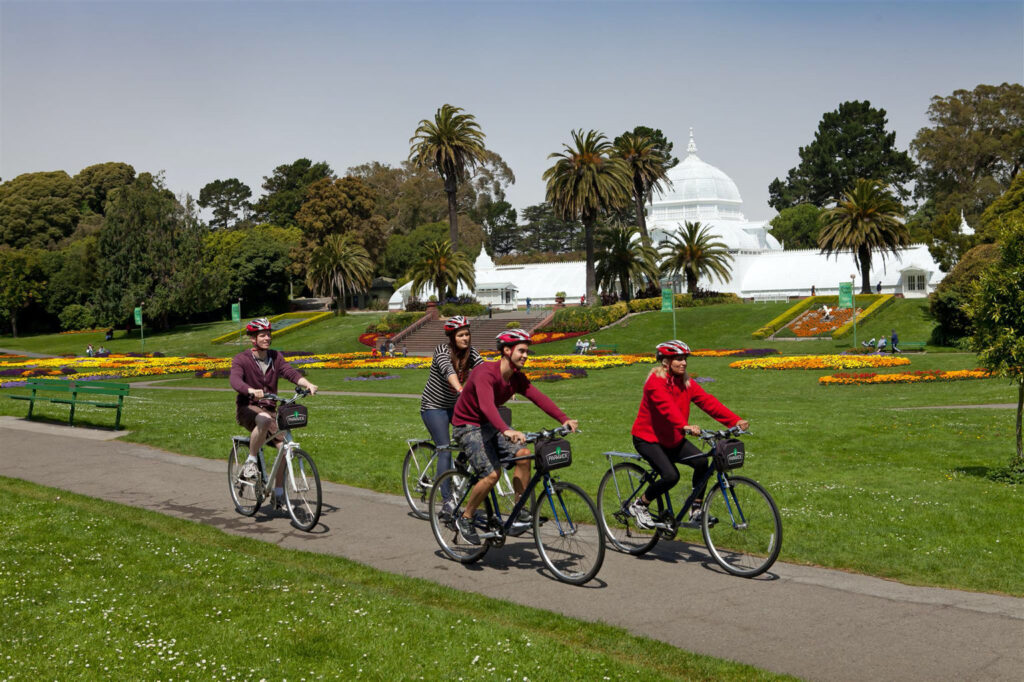 people bike through golden gate park